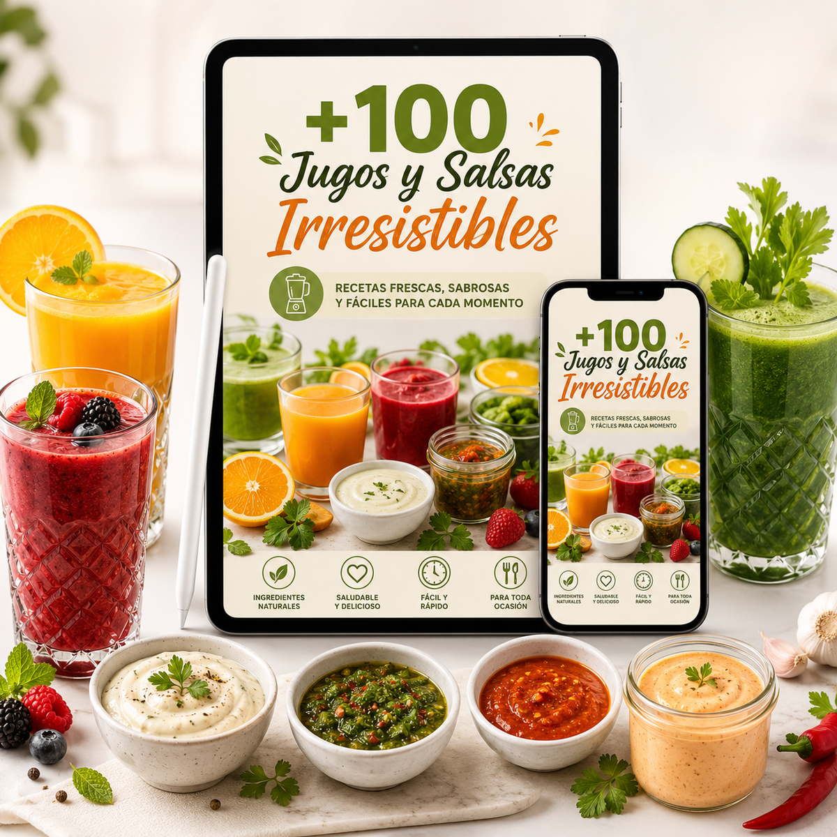 +100 RECETAS DE JUGOS, TRAGOS Y SALSAS